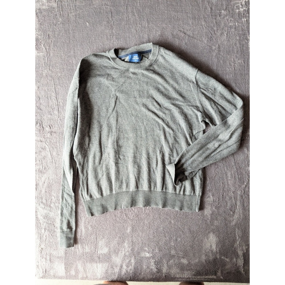 Jack Archer Mens Large Grey Cotton Cashmere Blend Crewneck Sweater Regular Fit